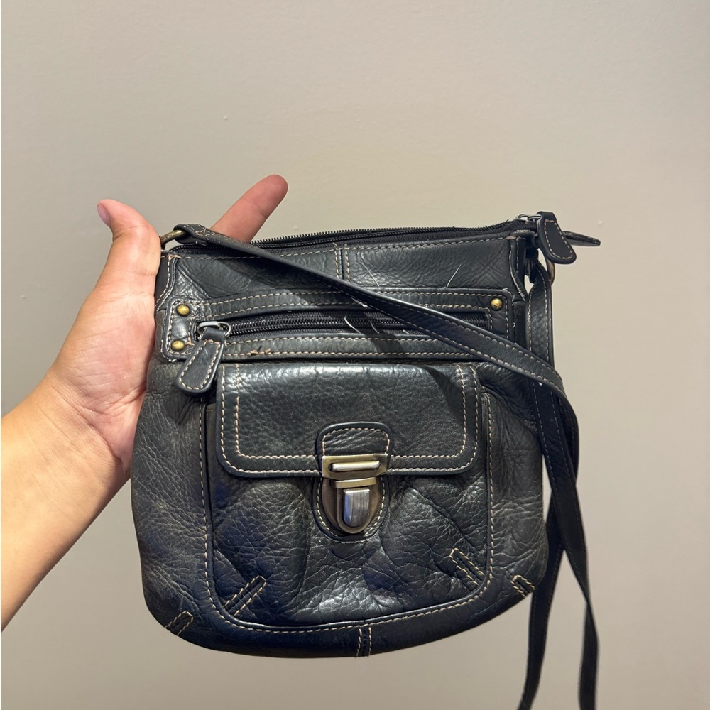 Fossil Black Leather Crossbody Bag VINTAGE
